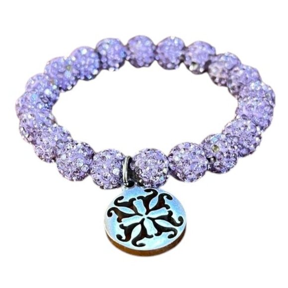 Rustic Cuff Emerson Lavender Pave Rhinestone Stretch Bracelet - Picture 1 of 3